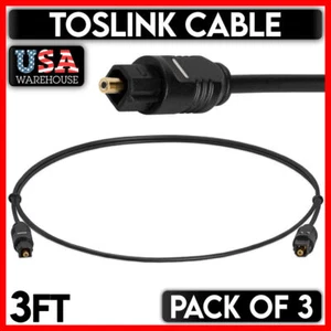 TOSLink Optisches Kabel 3 Fuß Slim Glasfaser Digital Audio Soundbar Kabel 3 Stück - Bild 1 von 5
