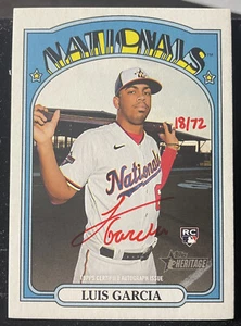 2021 Topps Heritage LUIS GARCIA RC Real One RED INK AUTO /72    *MINT***RED!*** - Picture 1 of 2