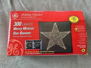 Vtg GE Holiday Classics 300 Lights Merry Motion Star Banner Santa’s Best 4’ x 4’ - Picture 1 of 10