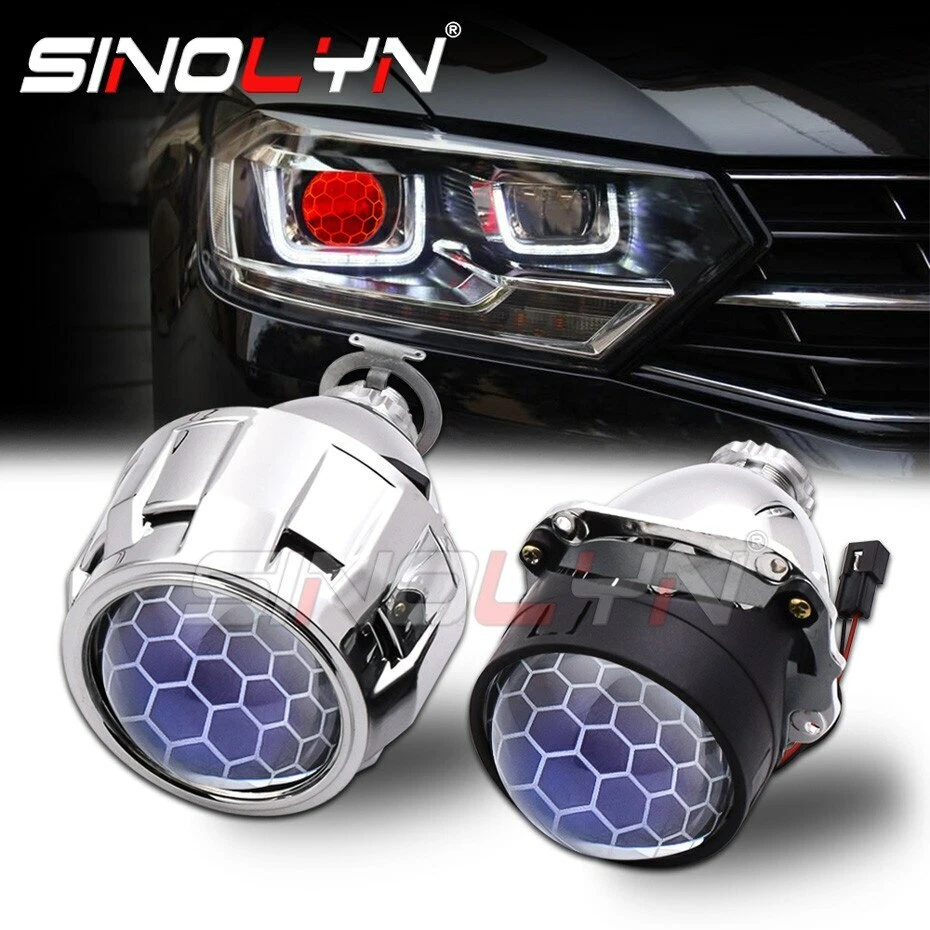 Headlight Lens 2.5'' Honeycomb Bixenon Lens HID Projector LED Devil Eye H1 H4 H7 - Image 1 of 4