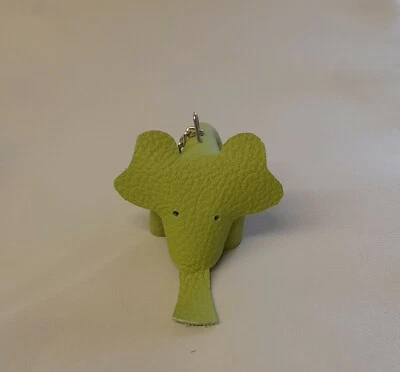 Real Leather Lime Green Elephant Keyring - Image 1 of 4