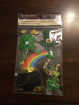 НАКЛЕЙКА ДЛЯ СКРАПБУКИНГА Счастливый День Святого Патрика Ирландия Удача Клевер Трилистник Лепрекон  - Изображение 1 из 4