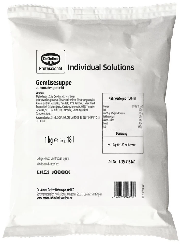 DR. OETKER Dr.Oetker Feine Gemüsesuppe Automatensuppe 1kg