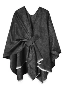 Women's Shawl Wraps Open Front Poncho Cape Oversized ScarvesDark Grey - Picture 1 of 5