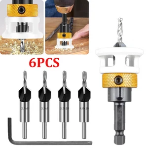 6x Countersink Drill Bit with Adjustable Depth Stop Quick Change Countersink - Picture 1 of 13