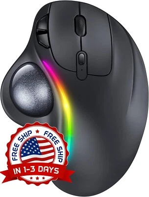 Ratón Trackball Conexión inalámbrica Control del pulgar Ratón recargable US NEW - Image 1 of 4