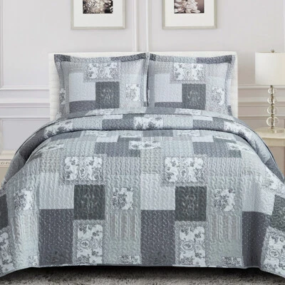 La Rochelle Quilts Reversible Floral Patchwork Design 3 Piece Coverlet Set - Image 1 of 4