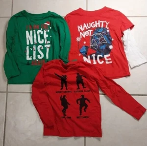 3 Boys Christmas long sleeve tshirts Children's place and Star Wars sz 4t - Picture 1 of 7
