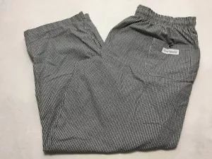 Chef Works 4XL Black White Tiny Plaid Checker Pants Cook Uniform Plus Size - Picture 1 of 6