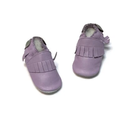 Shooshoos Mocasines de Cuero Púrpura Claro Zapatos Infantiles Talla S 0-6 Meses A14 Foto 1 de 4