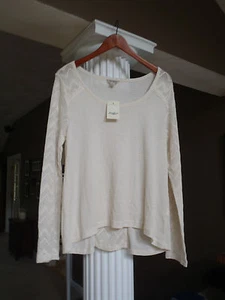 LUCKY BRAND Cream Scoop Neck High-Low Hem Top Shirt Size L NWT $49.50 - Picture 1 of 2