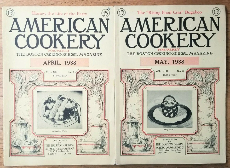 Lot of 2 American Cookery Magazine 1938 Boston Cooking School Vintage    — 第 1/1 张图片