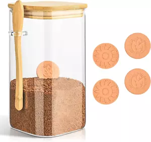 Brown Sugar Keeper Container 1300Ml, Glass Jar with Lid and Spoon, Airtight Coff - Picture 1 of 12