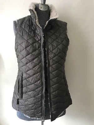 Steve Madden 女式 Puffer 背心 S/P 灰色拉链前亚麻人造毛皮 — 第 1/4 张图片
