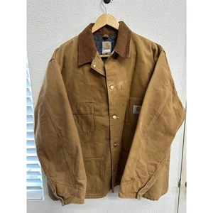 Vintage Carhartt C01 BRN Canvas Blanket Lined Chore Jacket Size 52 Big & Tall - Bild 1 von 8