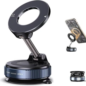 Vacuum Magnetic Phone Holder, 360° Adjustable Magnetic Car Mount, Foldable Mount - Zdjęcie 1 z 8