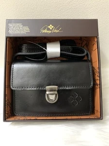 PATRICIA NASH Lanza Mini Black Leather Crossbody Organizer In Gift Box - Picture 1 of 14