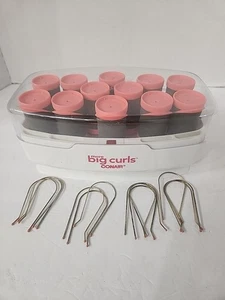 Conair More BIG CURLS  Pink 1.5” Velvet Hot Rollers/Waves 12 CLIPS Model CHV12NR - Picture 1 of 4