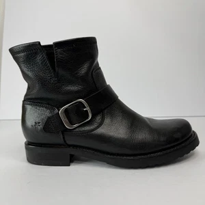 Stivaletto Frye Veronica in pelle con fibbia alla caviglia Moto 7B nero - Foto 1 di 8