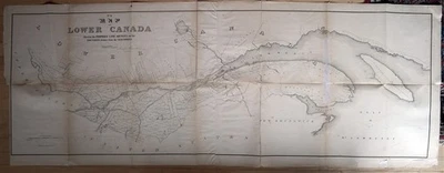 Joseph Bouchon Huge 5ft Original Map Lower Canada Quebec New Brunswick c1857 - Image 1 of 4