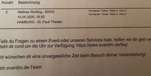 2x Mathias Richling 10.05.25 Hamburg 1 Reihe in der Mitte Beste Plätze - Bild 1 von 1