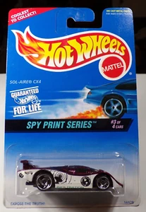 Hot Wheels Spy Print Series Sol-Aire CX4 Collector 555 White/Burgundy MOSC - Picture 1 of 2