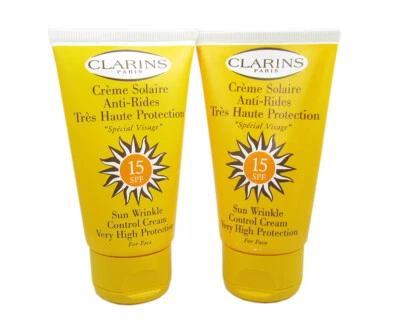 (2) CLARINS Sun Wrinkle Control Cream SPF15 each 2.7 oz / 75 ml  *RARE - Image 1 of 2