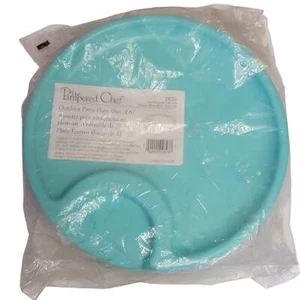 Pampered Chef Outdoor Party Plates 6 Pc Set 2823 10" Blue Green Retired Picnic - Picture 1 of 6