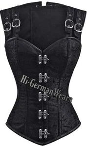 Heavy Duty Steel Boned Over Bust Waist Training Brocade Hourglass Corset Hi-96 - Picture 1 of 9