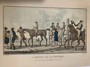 Original 1830 Hand Colored Print By Carle Vernet Called L’Arivee De La Course - Picture 1 of 4