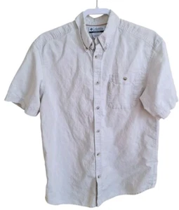 Columbia Sportswear Mens M Beige Short Sleeve Pocket Shirt Outdoors Fishing  - Picture 1 of 6