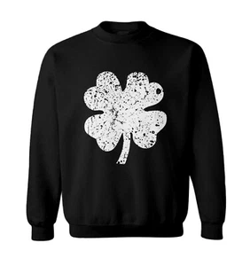 Distressed Four Leaf Clover - Irish Lucky Shamrock Toddler Crewneck Sweater - Picture 1 of 8