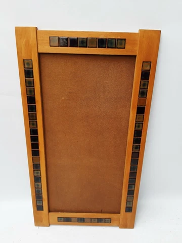 Vintage retro antique style wooden oak wall hanging mirror tiled Danish 60s 70s Cover