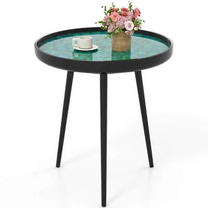 20" Round End Table Mid-century Modern Coffee Table with Sea Shell Decoration - Picture 1 of 10