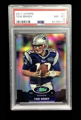 2011 e-topps topps #1 tom brady; etopps /749 chrome refractor PSA 8  (RARE SP) - Image 1 of 2