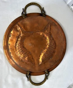 Decorative Double fish brass and copper tart tin pan - Picture 1 of 6
