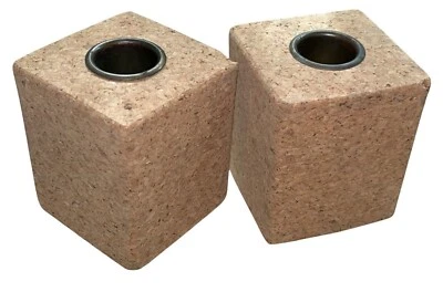 Cork Candle Holders Pair Tapers Minimalist Basic Decor Rustic Accent Portugal - Image 1 of 4
