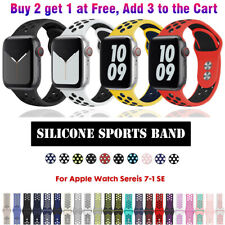 For Apple Watch Series 8 7-1 SE Silicone Sport Band Strap 38/40/41/42/44/45/49mm