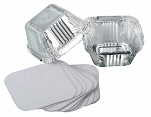[Set of 50] 120ml Aluminium Foil Containers with Lids Takeaway Catering Broiling - Picture 1 of 8