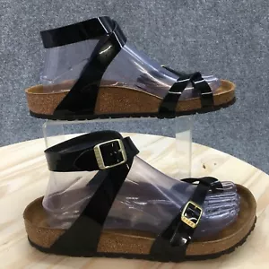 Birkenstock Sandals Womens 38 Yara Ankle Strappy Flats Black Patent Leather - Picture 1 of 17