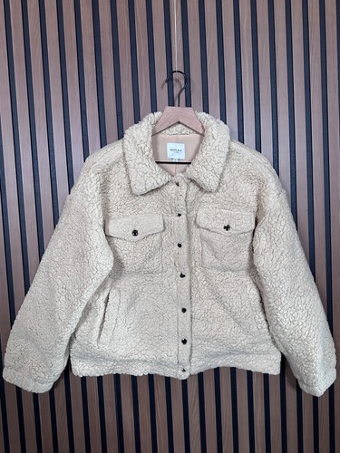 OFF WHITE Gilli maglione piccolo donna avorio sherpa bottoni cappotto a pressione pile