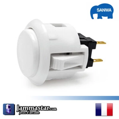 Boutons arcades originaux Sanwa Denshi OBSF-24 - Genuine Sanwa - Blanc White