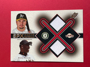 2001 SPx Jason Giambi Barry Bonds Jersey Baseball Card /C17