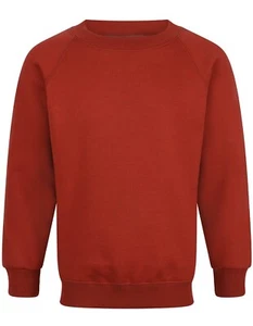 UNISEX KIDS SCHOOL JUMPER RED CREW NECK, ROUND NECK, FLEECE SWEAT SHIRT ZECO - Picture 1 of 8