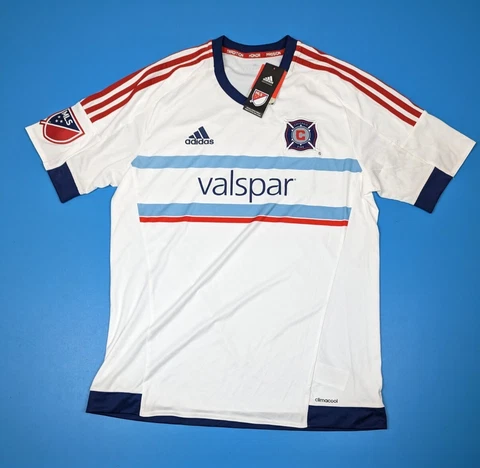 Adidas MLS Chicago Fire 2016 Away Soccer Jersey White Valspar Men's Medium FLAW Cover