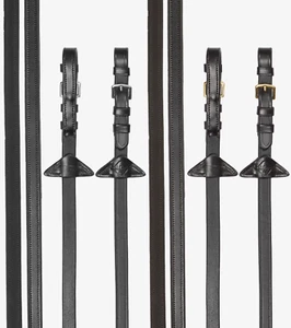 LeMieux Rubber Half Lined Reins Soft Flexible Non-Stretch Leather Black/Brown - Picture 1 of 7