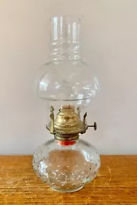 Vintage Oil Lamp Clear Hobmail Glass Lamplight Farms Paraffin Made in Austria - Picture 1 of 7