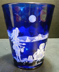 Jarrón Fenton LE pintado a mano Mary Gregory por cebada diamante óptico azul cobalto 1/3 - Imagen 1 de 7