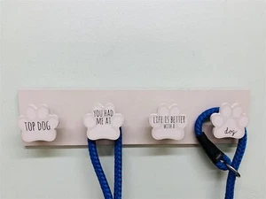 Dog Paw Pegs Pet Lead Leash Collars Holder Wall Mounted Rack Key Coat Hooks - Picture 1 of 3