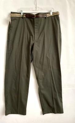 DAVID TAYLOR Green Chino Pants with Belt Stain Wrinkle Repellent  Size 40/29 NWT - Image 1 of 3